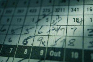 a completed scorecard with scores on it