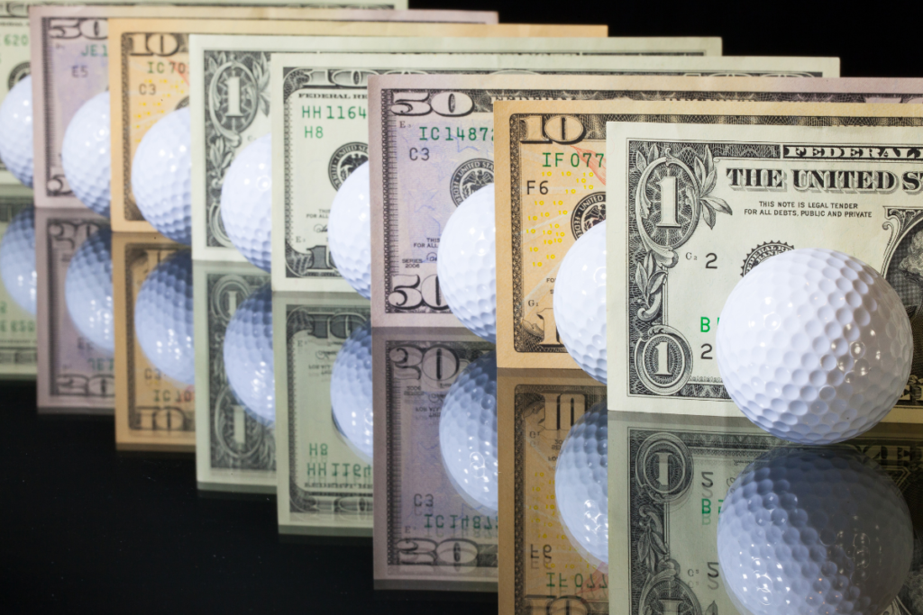golf ball dollar bills