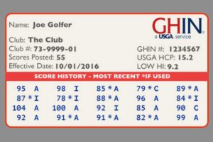 golf handicap GHIN card