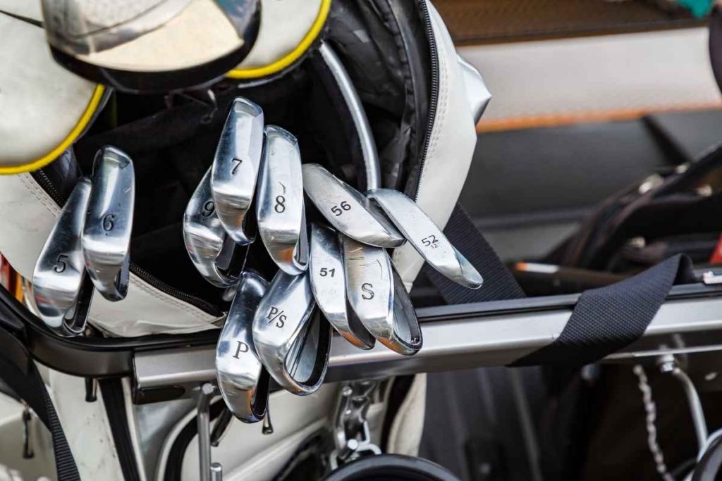top down look at clubs in a golf bag