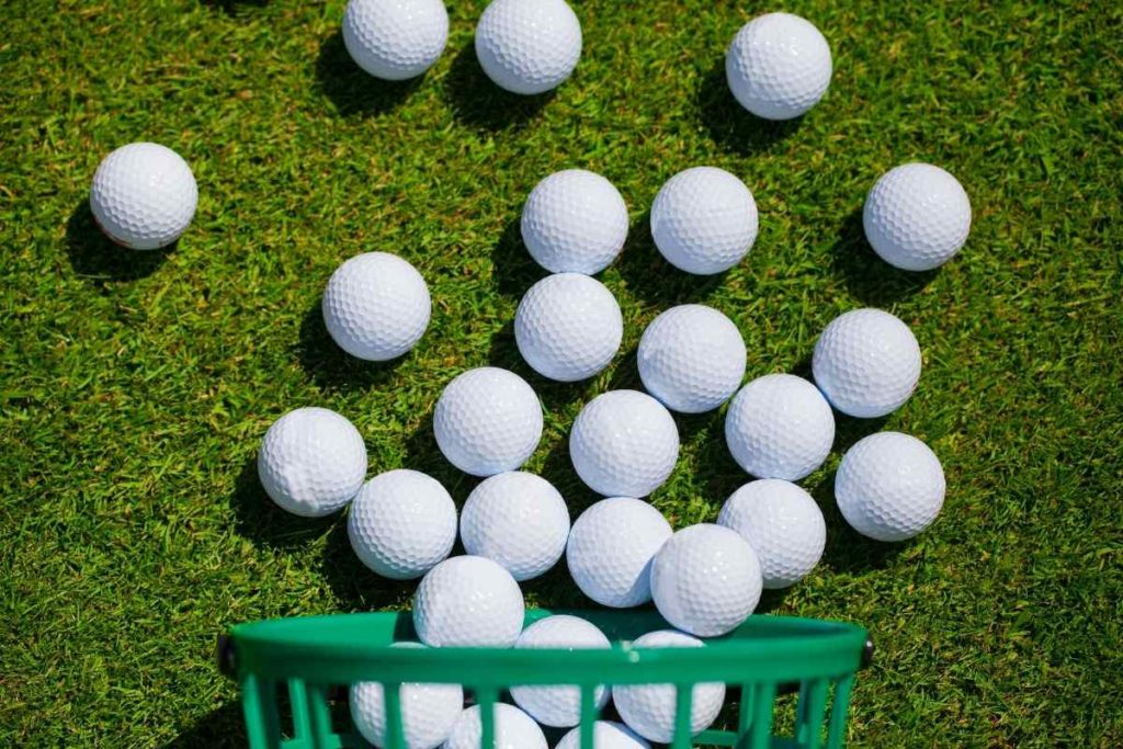 golf balls on the grass