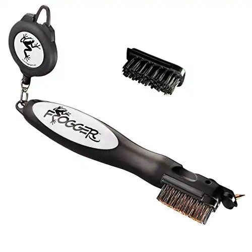 Frogger BrushPro Dual-Bristle Golf Club Brush with Groove Cleaner