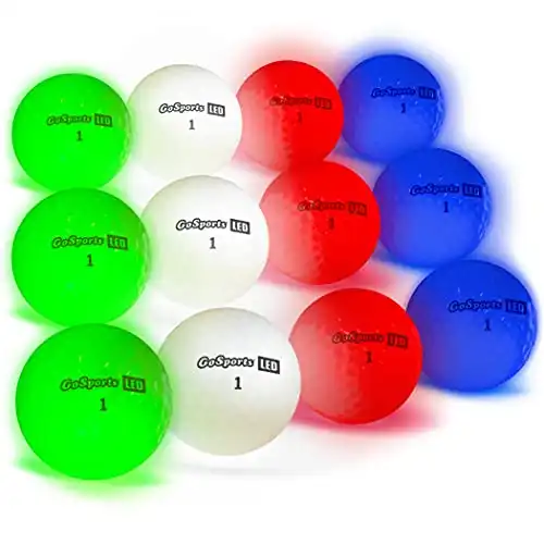 GoSports Light Up LED Golf Balls - Impact Activated with 10 Minute Timer (12 Pack)