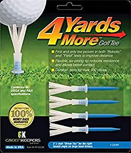 Green Keepers 4 Yards More Golf Tee , 3 1/4 Inch, Blue, 4 Count (Pack of 1)