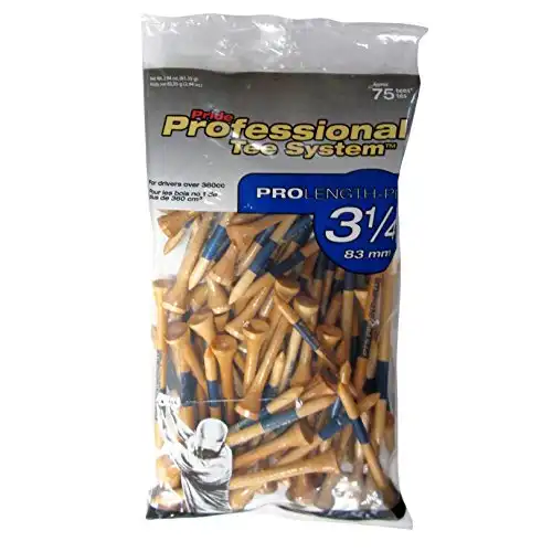 Pride Professional Tee System ProLength Plus Tee, 3-1/4-Inch, 75 Count Bag (Blue on Natural)
